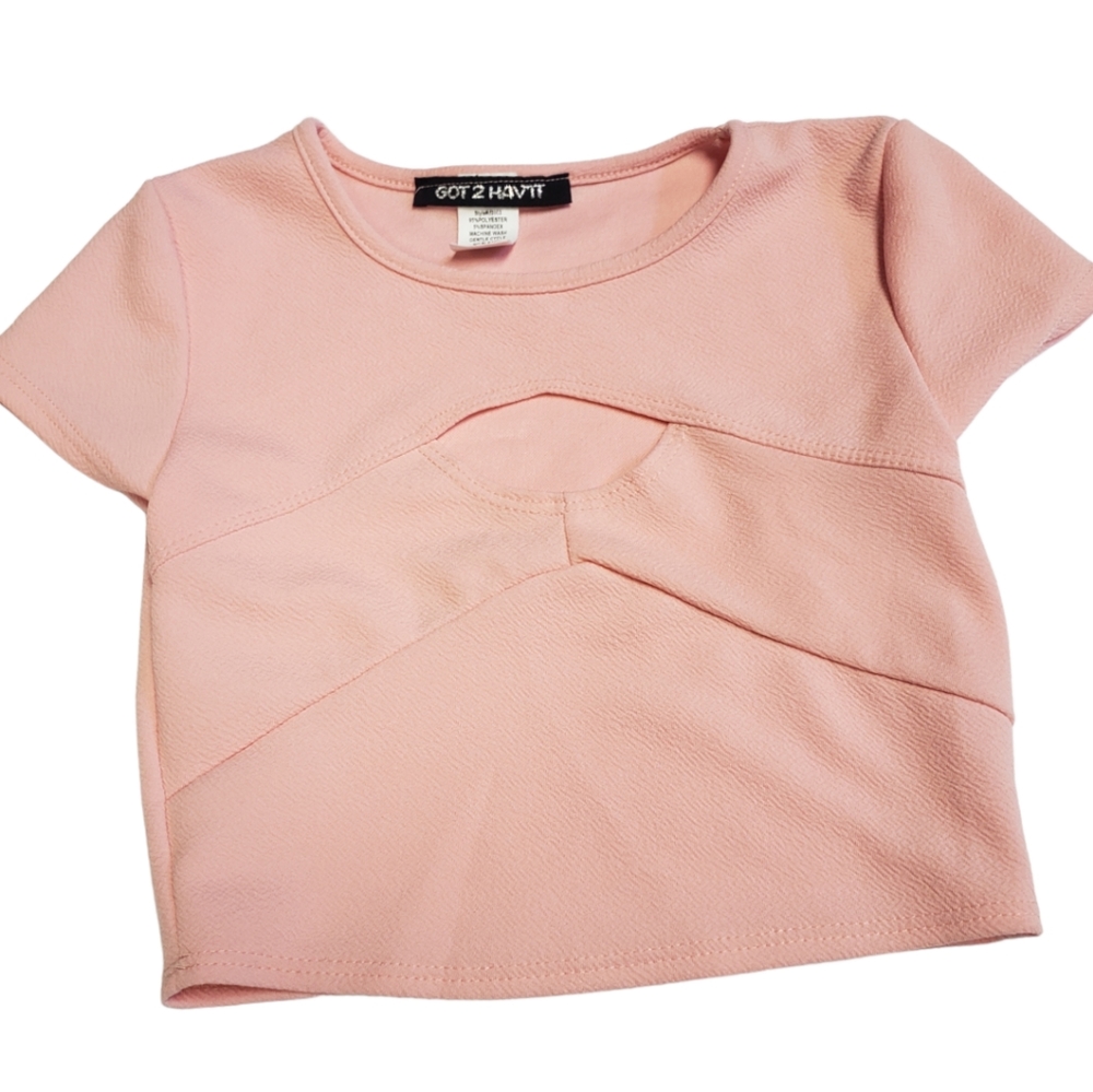 2/$15 Pink Crop Top Small Keyhole Detail